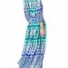 Calvin Klein Chiffon-Maxikleid mit Dreiviertelärmeln, Bunt