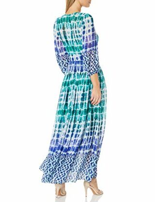 Calvin Klein Chiffon-Maxikleid mit Dreiviertelärmeln, Bunt