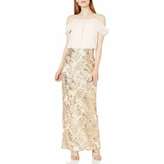 Calvin Klein Drapiertes Abendkleid mit kalten Schultern, Bunt