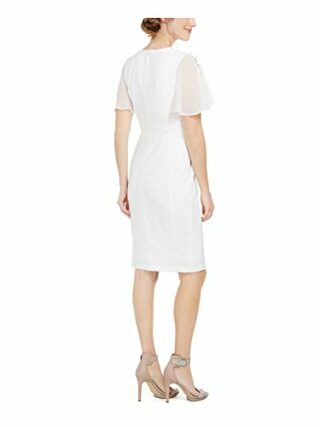 Calvin Klein Etuikleid aus Chiffon, Beige