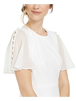 Calvin Klein Etuikleid aus Chiffon, Beige
