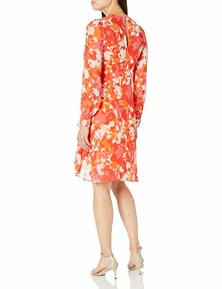 Calvin Klein Langärmeliges Wickelkleid aus Chiffon, Bunt