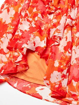 Calvin Klein Langärmeliges Wickelkleid aus Chiffon, Bunt