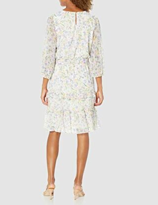 Calvin Klein Langarm-Kleid mit Gürtel, Weiß