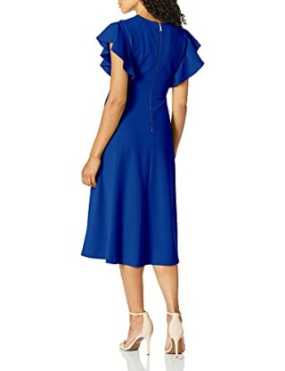Calvin Klein Midikleid mit Flatterärmel, Blau