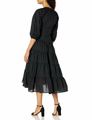 Calvin Klein Midikleid mit Knopfleiste, gesäumten Stufen, Schwarz