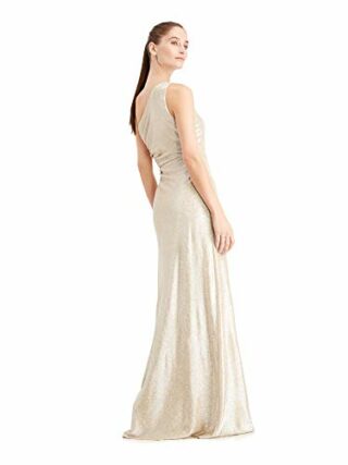 Calvin Klein One Shoulder Rüschenkleid, Silber