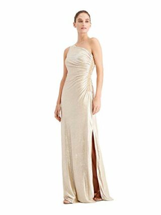 Calvin Klein One Shoulder Rüschenkleid, Silber