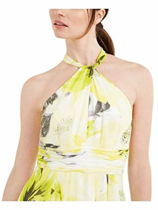 Calvin Klein Plissiertes Neckholder-Maxikleid, Bunt