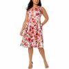Calvin Klein Plus Size Ärmelloses Ausgestelltes Kleid mit V-Ausschnitt, Bunt