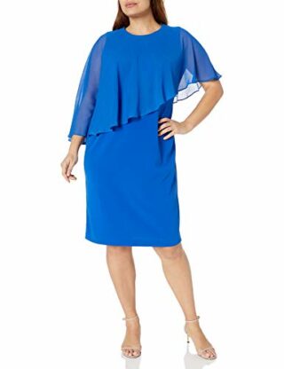 Calvin Klein Plus Size Chiffon Popover Cape Etuikleid, Blau