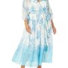 Calvin Klein Plus Size Langarm-Maxikleid mit Faux Wrap, Bunt