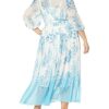 Calvin Klein Plus Size Langarm-Maxikleid mit Faux Wrap, Bunt