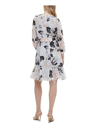 Calvin Klein Wickelkleid, Langarm, Grau