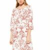 Comma A-Linien Kleid, Knielang, Gemustert, Bunt