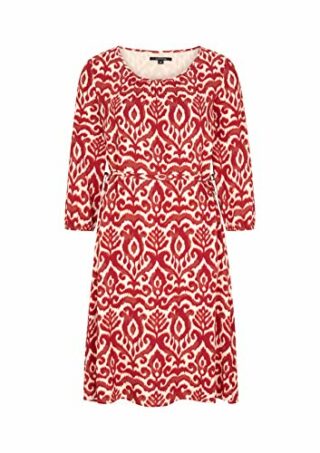 Comma A-Linien Kleid, Midi Kleid, Gemustert, Rot