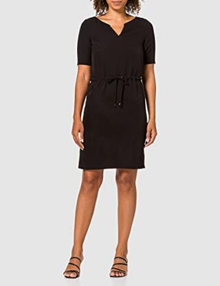 Comma Cocktailkleid mit Kordelzug, Schwarz