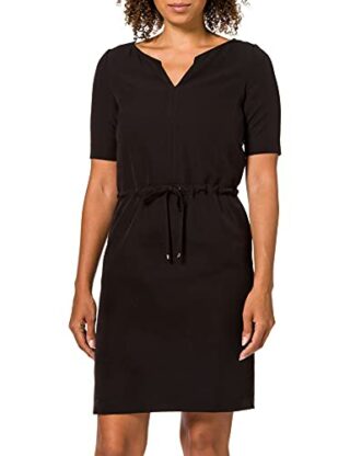 Comma Cocktailkleid mit Kordelzug, Schwarz