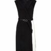 Comma Etuikleid mit Taillengürtel, Midikleid, Schwarz