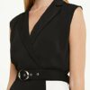 Comma Etuikleid mit Taillengürtel, Midikleid, Schwarz