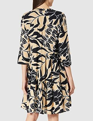 Comma Gemustertes Viskosekleid, Beige