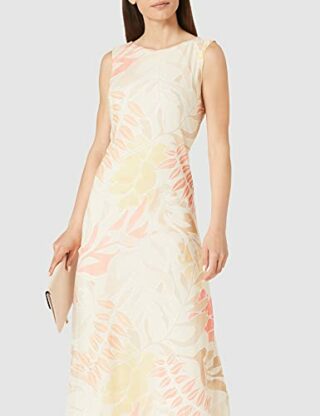Comma Mesh Maxikleid, Beige
