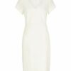 Comma Mini Kleid, Etuikleid, V-Ausschnitt, Weiß