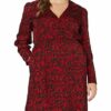 Comma Wickelkleid, Knielang, Gemustert, Rot