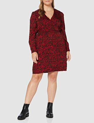 Comma Wickelkleid, Knielang, Gemustert, Rot