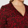 Comma Wickelkleid, Knielang, Gemustert, Rot