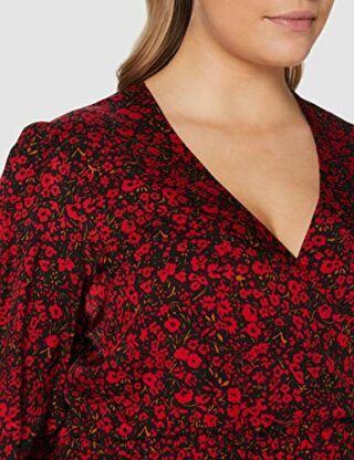 Comma Wickelkleid, Knielang, Gemustert, Rot