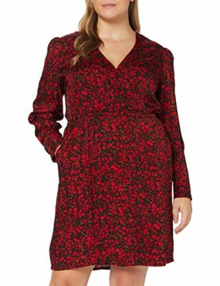 Comma Wickelkleid, Knielang, Gemustert, Rot