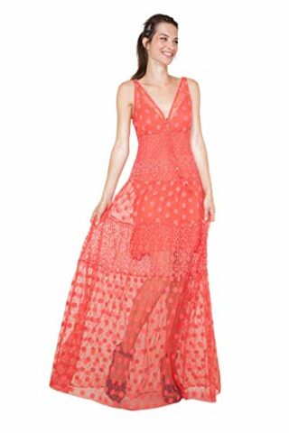 DESIGUAL Abendkleid, lang, ärmellos, Orange