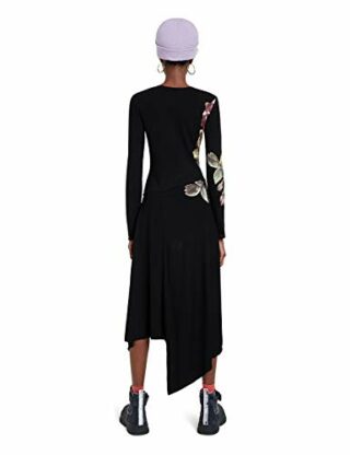 Desigual Vest_Rose Midikleid, Langarm, Schwarz