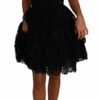Dolce & Gabbana IT38 Minikleid mit Blumenspitze und Rüschen, Schwarz