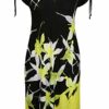 Doris Streich Ausgestelltes Kleid mit Allover-Muster, Schwarz