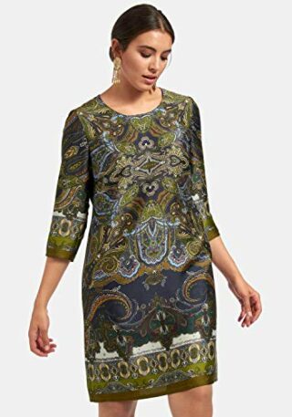 EMILIA LAY Abendkleid mit Allover-Muster, Grün