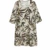 Elena Mirò Bedrucktes Leinenkleid, Beige