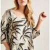 Elena Mirò Bedrucktes Leinenkleid, Beige