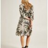 Elena Mirò Bedrucktes Leinenkleid, Beige