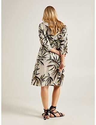 Elena Mirò Bedrucktes Leinenkleid, Beige