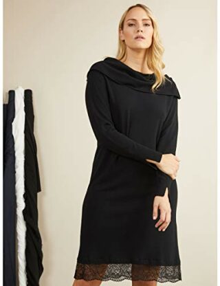 Elena Mirò Strickkleid mit Spitze, Schwarz
