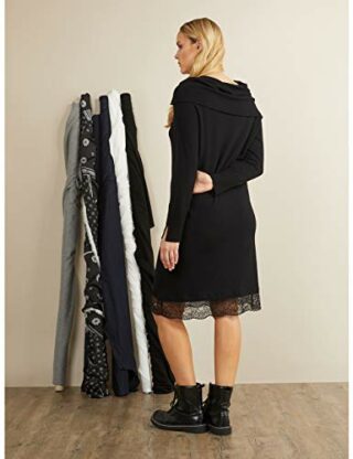 Elena Mirò Strickkleid mit Spitze, Schwarz