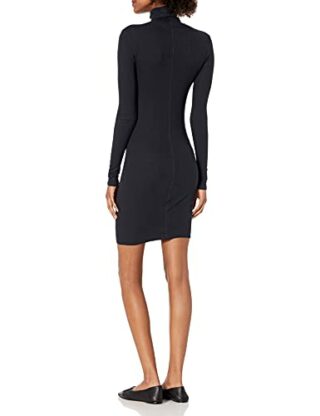 Enza Costa Rollkragen-Minikleid aus Seidenripp, Schwarz
