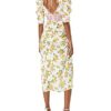 For Love & Lemons Emma Midi Cocktailkleid, Gelb