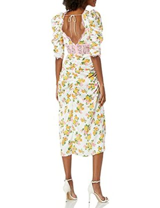 For Love & Lemons Emma Midi Cocktailkleid, Gelb