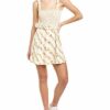 For Love & Lemons Georgia Gesmoktes Minikleid, Leinenkleid, Gelb