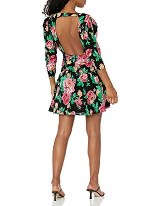 For Love & Lemons Minikleid mit Blumenmuster, Schwarz
