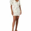 For Love & Lemons Rose Mini Kleid, Gestreift, Beige