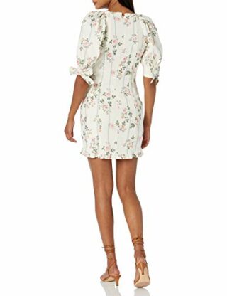For Love & Lemons Rose Mini Kleid, Gestreift, Beige
